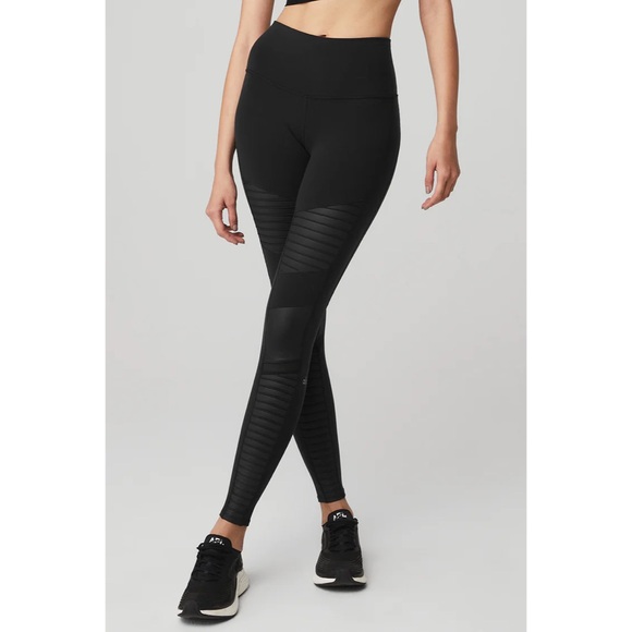 ALO Yoga High Waist 7/8 Moto Leggings in Black - Picture 3 of 6
